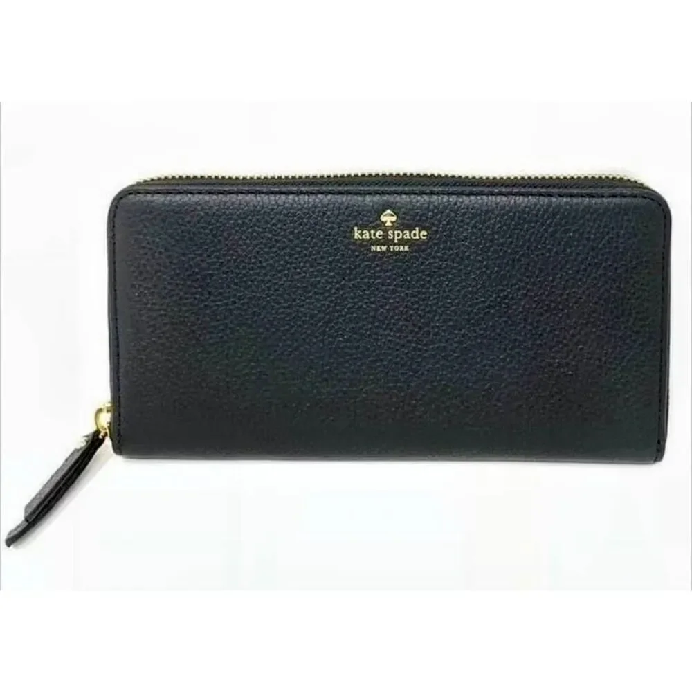 KATE SPADE Larchmont Avenue Neda Black Pebbled Leather Wallet